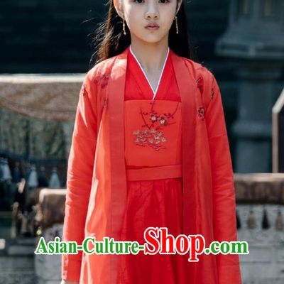 Chinese TV Series Jun Jiu Ling Young Lady Clothing Ancient Princess Red Hanfu Dress