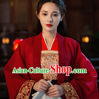 Chinese Ancient Princess Red Hanfu Dress TV Series Jun Jiu Ling Bride Clothing