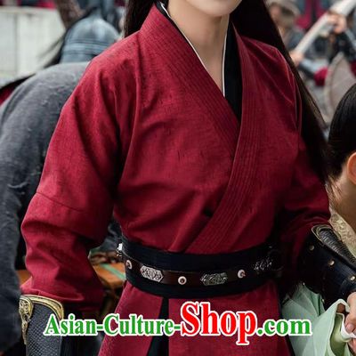 Chinese Ancient Swordsman Red Costumes TV Series Jun Jiu Ling Heroine Dress