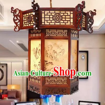 60cm Chinese Antique Solid Wood Palace Lantern Temple Palace Pavilion Palace Lantern Ancient Chinese Style Lantern