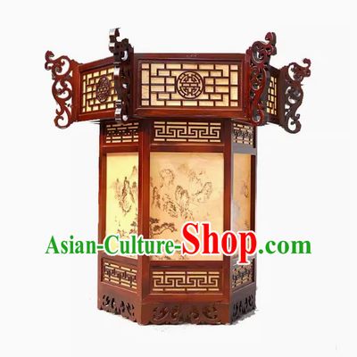 60cm Chinese Antique Solid Wood Palace Lantern Temple Palace Pavilion Palace Lantern Ancient Chinese Style Lantern