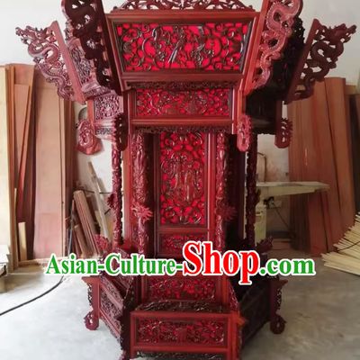 80cm Large Faucet Red Rose Pear Antique Hexagonal Solid Wood Palace Lantern Eight Immortals Crossing The Sea Temple Palace Chandelier