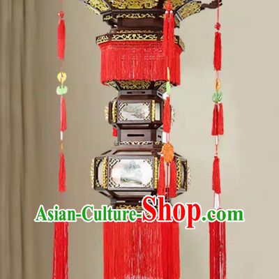 120cm Antique Solid Wood Chandelier Palace Temple Film And Television City Chinese Style Solid Wood Floor Palace Lantern Birch Classical Chinese Garden Lamp
