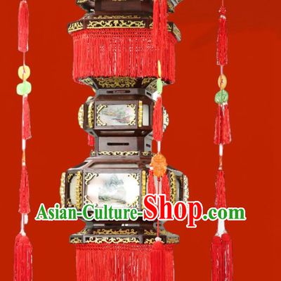 120cm Antique Solid Wood Chandelier Palace Temple Film And Television City Chinese Style Solid Wood Floor Palace Lantern Birch Classical Chinese Garden Lamp