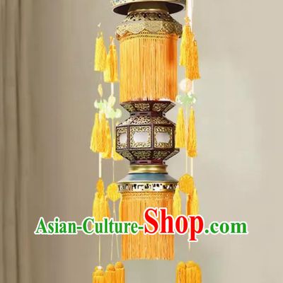 120cm Antique Solid Wood Chandelier High End Buddhist Lantern Temple Ancestral Hall Antique Fully Carved Enamel Painted Lantern