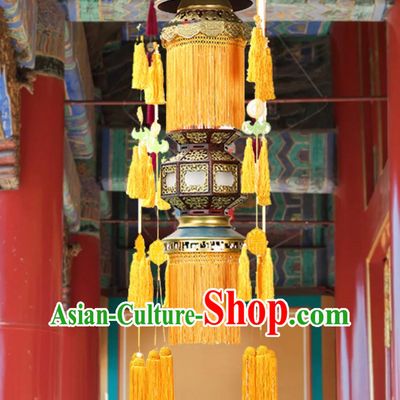 120cm Antique Solid Wood Chandelier High End Buddhist Lantern Temple Ancestral Hall Antique Fully Carved Enamel Painted Lantern