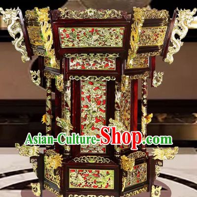 150cm Solid Wood Carved Large Faucet Gilded Temple Glazed Lantern Antique Palace Lantern Chinese Classical Large Lantern