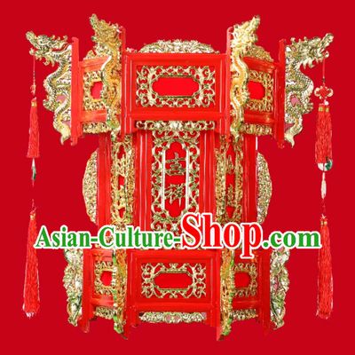 80cm Antique Hexagonal Solid Wood Palace Lantern Festive Wedding Celebration Ancient Style Traditional Red Palace Lantern