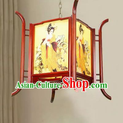 60cm Chinese Antique Palace Lantern Solid Wood Lantern