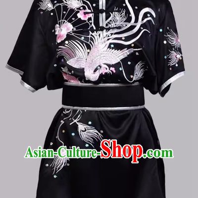Martial Arts Embroidered Phoenix Fan Training Suit Women Changquan Nanquan Colorful Uniform Kung Fu Competition Suit