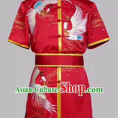 Crane Embroidered Colorful Uniforms Martial Arts Uniforms Routine Competition Performance Practice Uniforms