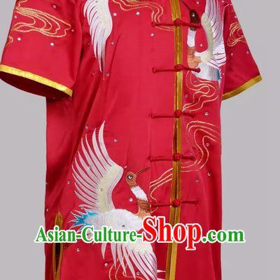 Crane Embroidered Colorful Uniforms Martial Arts Uniforms Routine Competition Performance Practice Uniforms