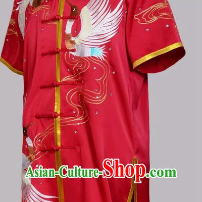 Crane Embroidered Colorful Uniforms Martial Arts Uniforms Routine Competition Performance Practice Uniforms