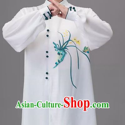 Painted Orchid Hand Painted Tai Chi Suit Practice Performance Suit Qigong Martial Arts Suit