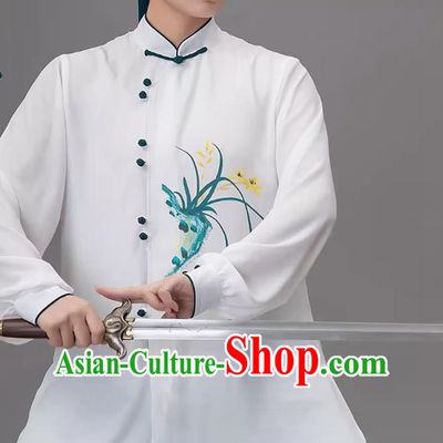 Painted Orchid Hand Painted Tai Chi Suit Practice Performance Suit Qigong Martial Arts Suit