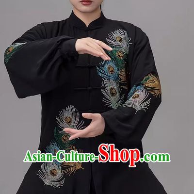 Hot Diamond Phoenix Tail Competition Uniform For Performance And Practice Chinese Style Baduanjin Martial Arts Uniform
