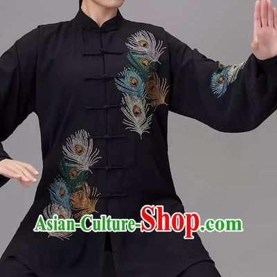 Hot Diamond Phoenix Tail Competition Uniform For Performance And Practice Chinese Style Baduanjin Martial Arts Uniform