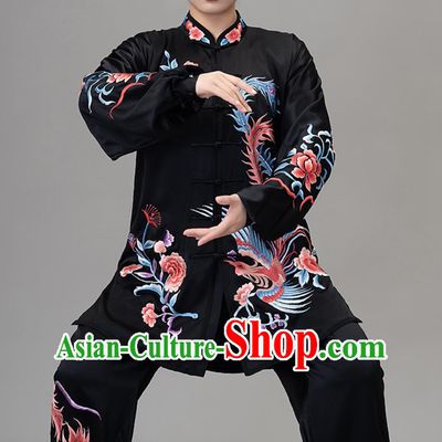 Silk Embroidered Phoenix Competition Performance Clothing New Tai Chi Suit Ba Duan Jin Suit Training Suit