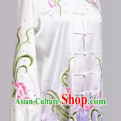 Tai Chi Suit Purple Gradient Sequin Embroidered Long Sleeved Traditional Performance Suit Team Practice Suit