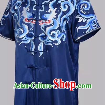 Martial Arts Uniforms Competition Practice Uniforms Blue Performance Uniforms Colorful Uniforms Tailor Made High End Embroidered Bright Diamonds