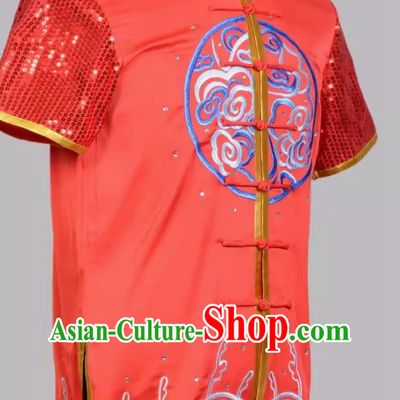 Red Chinese Martial Arts Uniform Embroidered Lion Martial Arts Uniform