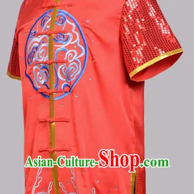 Red Chinese Martial Arts Uniform Embroidered Lion Martial Arts Uniform