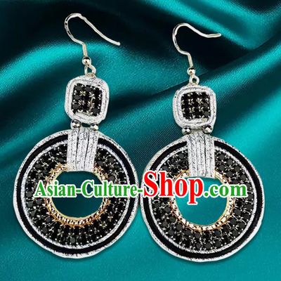 Silver Gray Mongolian Fashion Geometric Diamond Ethnic Style Earrings Women Earrings Exotic Style Ear Clips