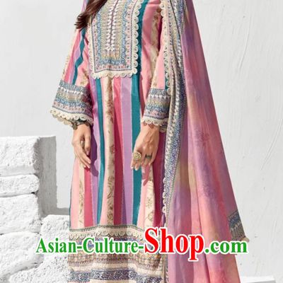 Indian Pink Three Piece Tailor Made Exotic Women Clothing