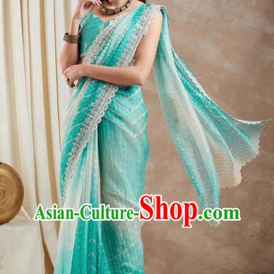 Indian Saree Mesh Embroidery National Ladies Wrap Skirt Sari