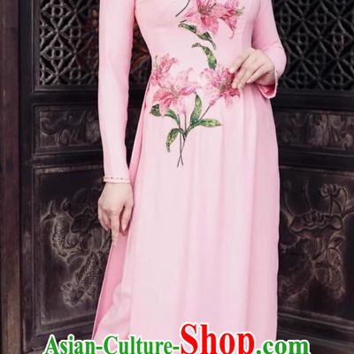 Ao Dai Cheongsam Dress Catwalk Vietnamese Long Stage Performance Clothing For Women