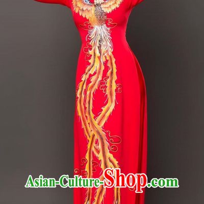 Vietnamese Ao Dai Catwalk Cheongsam Long Performance Costume Bridal Cheongsam Stage Skirt