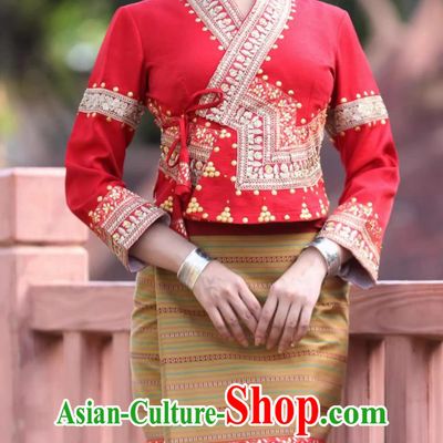 Dai Bride Dress Thai Style Wedding Dress Bright Red Suit