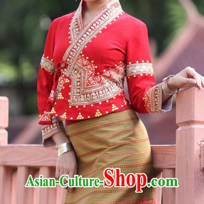 Dai Bride Dress Thai Style Wedding Dress Bright Red Suit