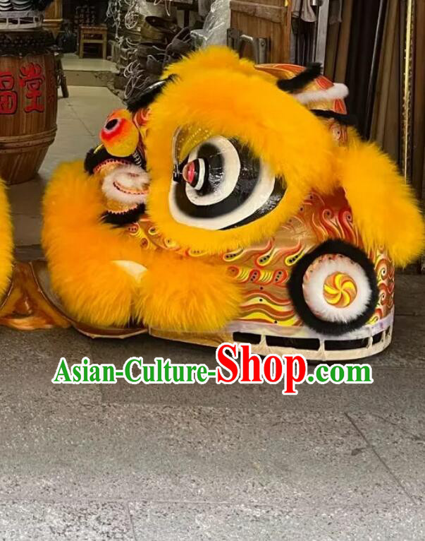 Chinese Orange Fur Dance Lion Professional Dancing Lion Handmade Woolen Fut San Lion Costume Complete Set