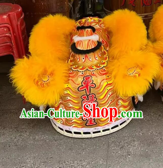 Chinese Orange Fur Dance Lion Professional Dancing Lion Handmade Woolen Fut San Lion Costume Complete Set