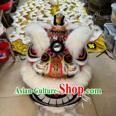 Top White Wool Hok San Lion Handmade Dance Lion Chinese Professional Dancing Lion Costume Complete Set