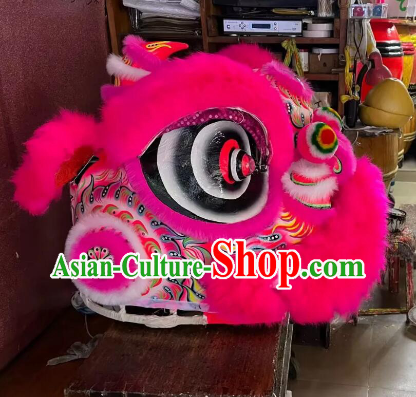 Handmade Fut San Lion Chinese Deep Pink Fur Dance Lion Professional Dancing Lion Costume Complete Set Handmade Fut San Lion Chinese Deep Pink Fur Dance Lion Professional Dancing Lion Costume Complete Set