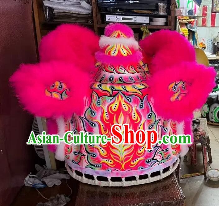 Handmade Fut San Lion Chinese Deep Pink Fur Dance Lion Professional Dancing Lion Costume Complete Set Handmade Fut San Lion Chinese Deep Pink Fur Dance Lion Professional Dancing Lion Costume Complete Set