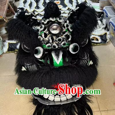 Handmade Black Fur Fut San Dance Lion Chinese Traditional Zhang Fei Lion Head Professional Dancing Lion Costumes Complete Set