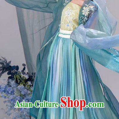 Chinese Ancient Princess Fairy Costumes Traditional Hanfu Clothing Woman Blue Dress