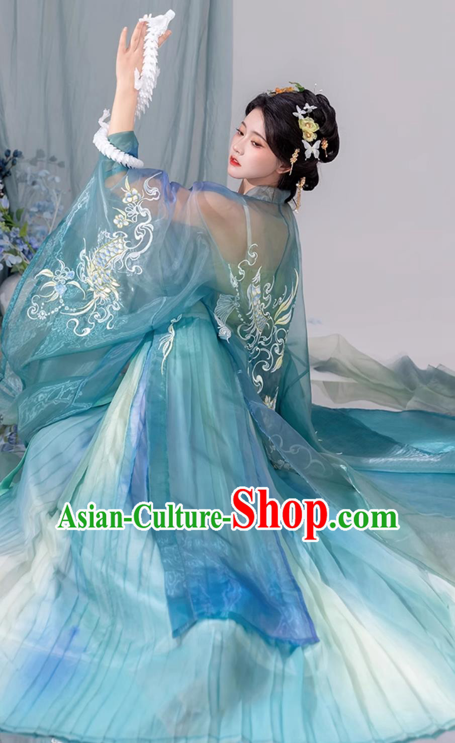 Chinese Ancient Princess Fairy Costumes Traditional Hanfu Clothing Woman Blue Dress