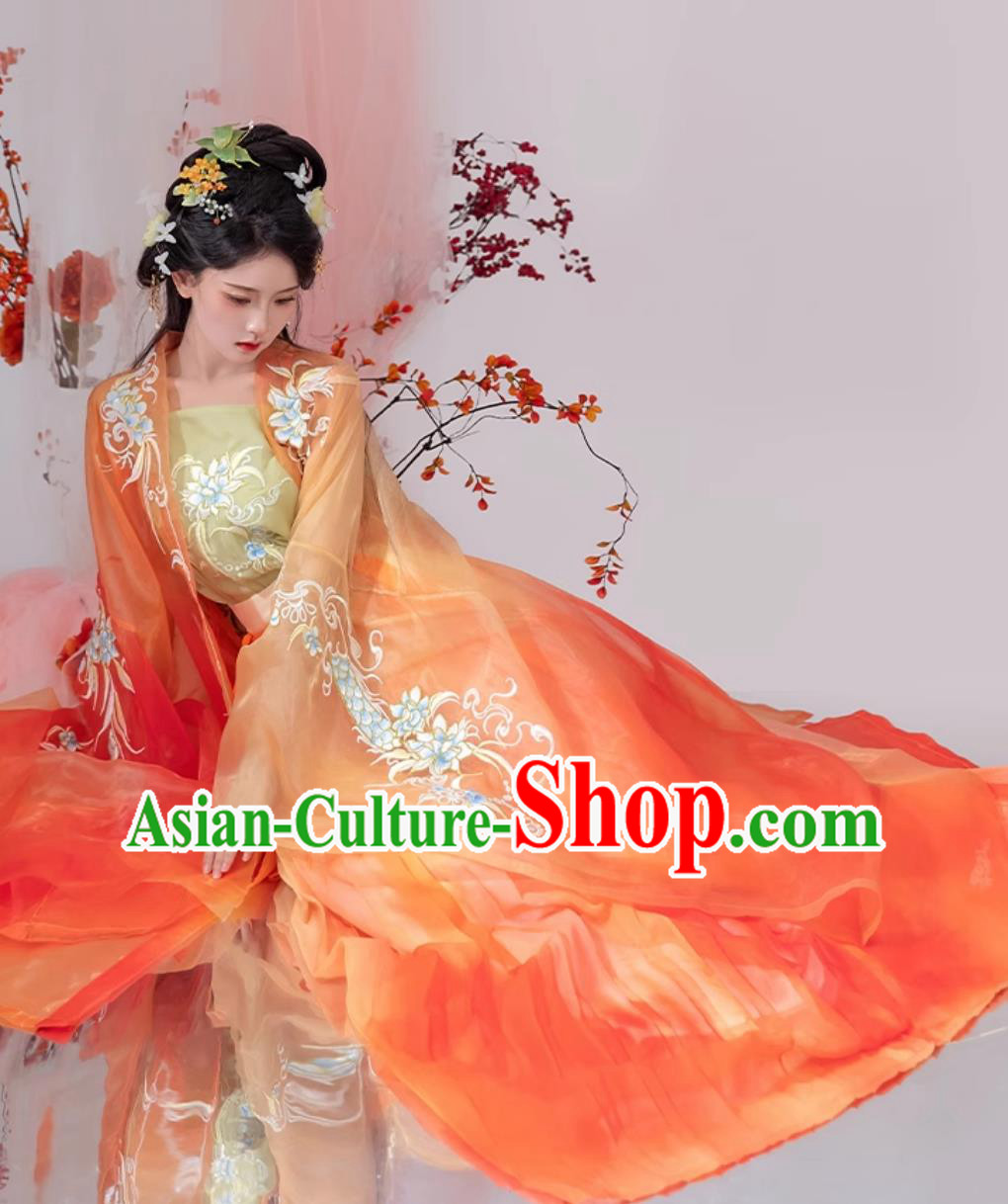 Chinese Woman Orange Dress Ancient Princess Costumes Traditional Hanfu Clothing Chinese Woman Orange Dress Ancient Princess Costumes Traditional Hanfu Clothing