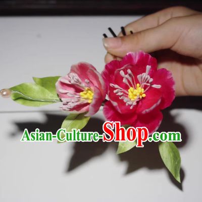 Intangible Cultural Heritage Velvet Flower Hairpin Gardenia Peony Hair Comb Cheongsam Hanfu Headwear Chinese Ancient Hair Jewelry