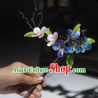 Intangible Cultural Heritage Silk Velvet Flower Hair Stick Handmade Hairpin Hanfu Headwear Chinese Qipao Ancient Hair Jewelry