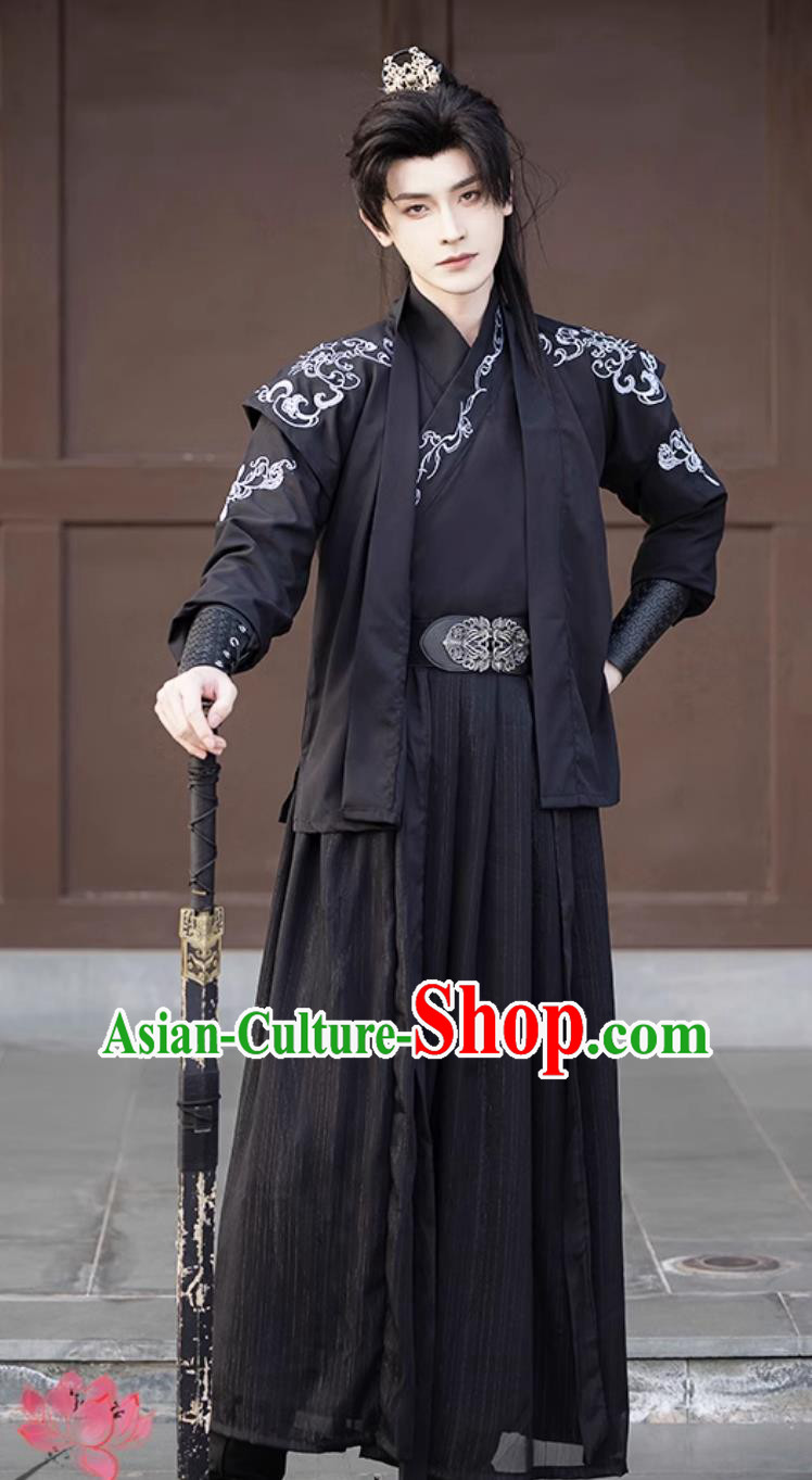 China Ancient Superhero Black Outfit Chinese Ancient Clothing Traditional Ming Dynasty Swordsman Costumes China Ancient Superhero Black Outfit Chinese Ancient Clothing Traditional Ming Dynasty Swordsman Costumes