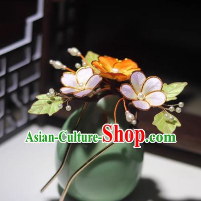 Chinese Hanfu Headwear Qipao Ancient Hair Jewelry Intangible Cultural Heritage Silk Velvet Flower Hair Stick Handmade Peach Blossom Hairpin