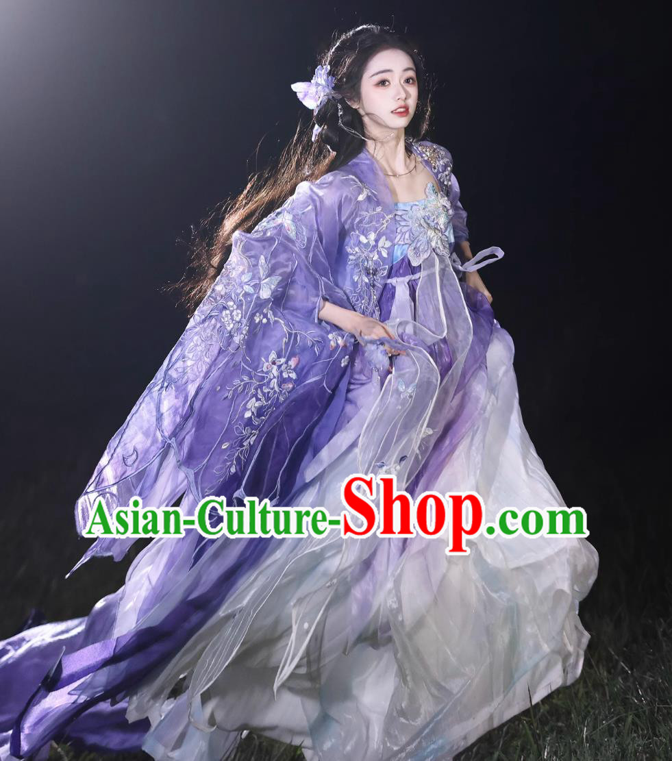Hanfu Online Shop Chinese Ancient Fairy Costumes Princess Purple Embroidered Dress Hanfu Online Shop Chinese Ancient Fairy Costumes Princess Purple Embroidered Dress