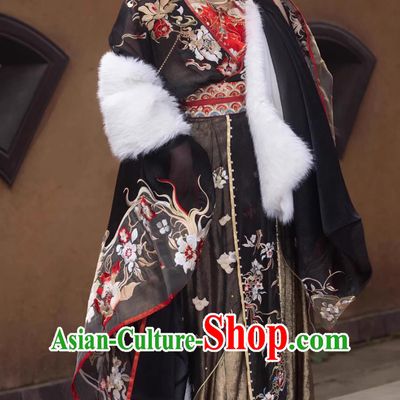 Chinese Ancient Court Woman Garment Costumes Wei Jin Northern and Southern Dynasties Princess Black Embroidered Dress Hanfu Online Shop