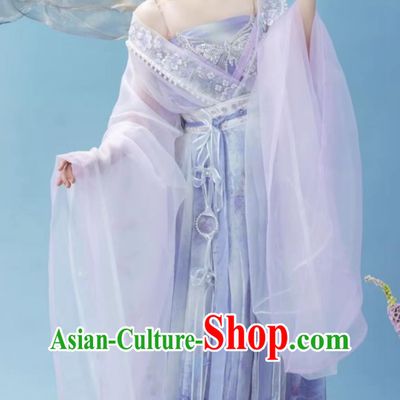 Chinese Wei Jin Southern and Northern Dynasties Palace Princess Costumes Traditional Ancient Goddess Lilac Dresses Hanfu Online Shop