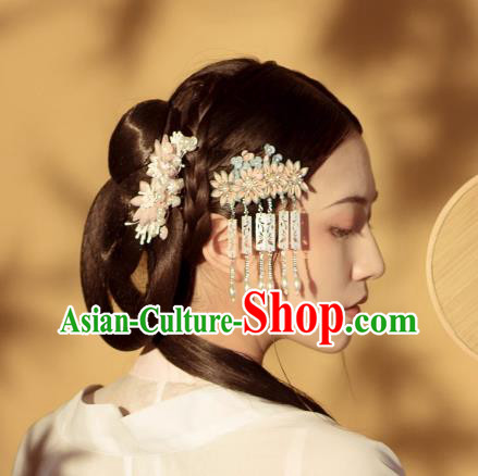 China Hanfu Hair Jewelry Ancient Ming Dynasty Princess Tassel Headpiece Handmade Flower Hairpin China Hanfu Hair Jewelry Ancient Ming Dynasty Princess Tassel Headpiece Handmade Flower Hairpin